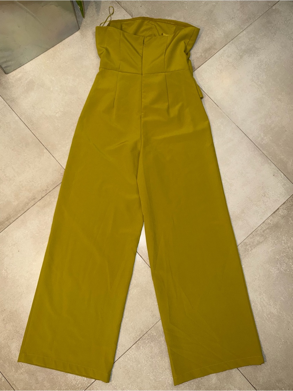 Fashion Nova Chartreuse Strapless Wide-Leg Jumpsuit - Picture 6 of 8
